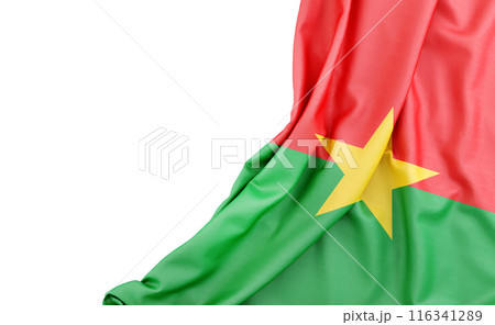 Flag of Burkina Faso with empty space on the left. Isolated. 3D Rendering 116341289