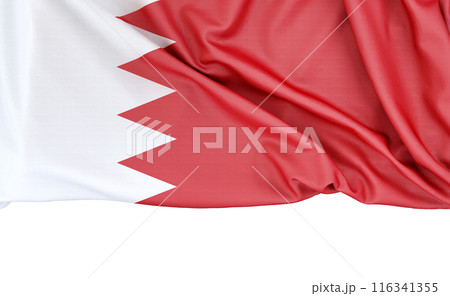 Flag of Bahrain isolated on white background with copy space below. 3D rendering 116341355
