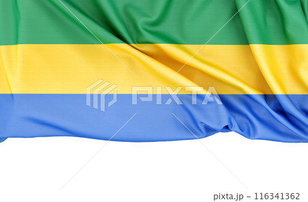Flag of Gabon isolated on white background with copy space below. 3D rendering 116341362