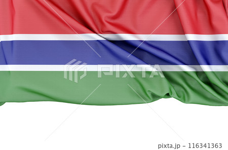 Flag of Gambia isolated on white background with copy space below. 3D rendering 116341363