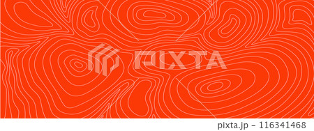 Salmon or raw meat pattern. Sushi texture. Fillet structure. Waved lines and circles on red background. Wallpaper for restaurant of Chinese or Japanese cuisine. Vector flat illustration Salmon or raw meat pattern. Sushi texture. Fillet structure. Waved lines and circles on red background. Wallpaper for restaurant of Chinese or Japanese cuisine. Vector flat illustration 116341468