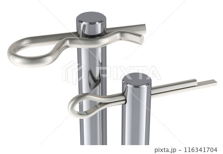 Clevis Pins with Cotter Pin and R Type Cotter Pin. 3D rendering 116341704