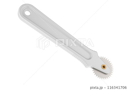Sewing tracing wheel for sewing patterns, white color. 3D rendering Sewing tracing wheel for sewing patterns, white color. 3D rendering 116341706