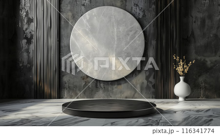 Product Display Podium Background Mockup In 3d Rendering: Create A Professional Setting For Showcasing Your Products With Realistic Simulation. 116341774
