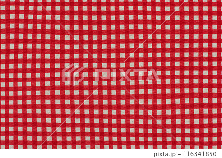 Checkered red and white tablecloth texture 116341850