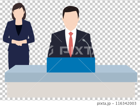 男性候選人廣播他的政治觀點 男性候選人廣播他的政治觀點 116342003