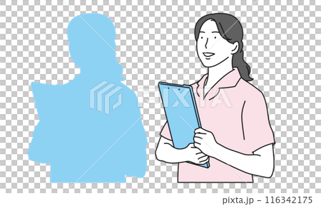 拿著文件的女護士的簡單插圖 拿著文件的女護士的簡單插圖 116342175