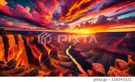 グランドキャニオンの夕日 116343321