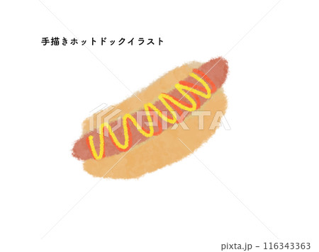 手描き風ホットドックイラスト 116343363