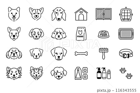 犬のイラスト・アイコン素材セット 犬のイラスト・アイコン素材セット 116343555
