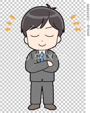 腕を組む満足そうなビジネスマン 116343698