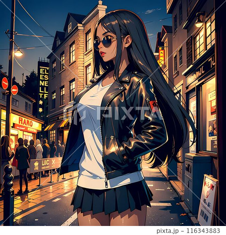 都会の夜景を見つめる女の子 都会の夜景を見つめる女の子 116343883