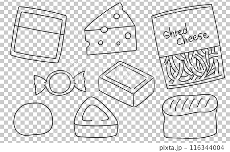 Loose and simple cheese set - line drawing 116344004