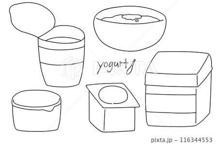 ゆるめシンプルヨーグルトセット　線画 116344553