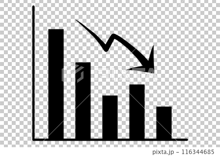 向下箭頭和黑色圖表 116344685