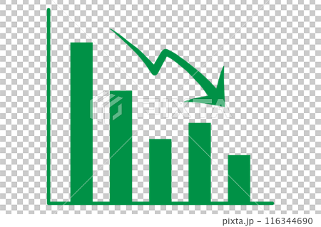 向下箭頭和綠色圖表 向下箭頭和綠色圖表 116344690