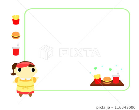 ハンバーガーショップの店員　フレーム＋装飾付 116345000