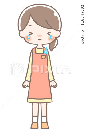 全身｜泣いている女性イラスト｜エプロン 116345092