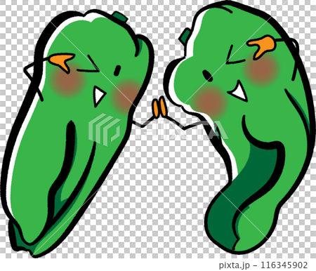 Cute irregular bell pepper character posing 116345902