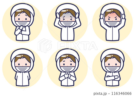 女性衛生服のポーズセット_05 女性衛生服のポーズセット_05 116346066