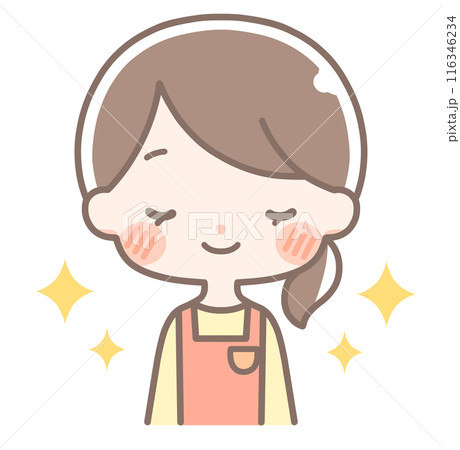上半身｜キラキラした女性イラスト｜エプロン 116346234