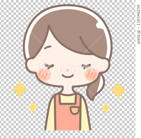 上半身｜キラキラした女性イラスト｜エプロン 116346234