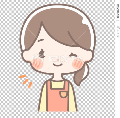 上半身|ウインクする女性イラスト|エプロン 上半身|ウインクする女性イラスト|エプロン 116346238