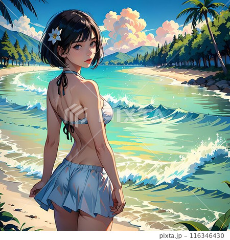 ビーチにいる水着の女の子 116346430