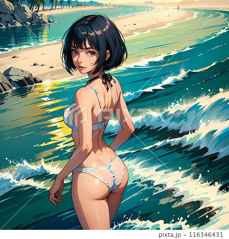 海にいるビキニの女性 116346431