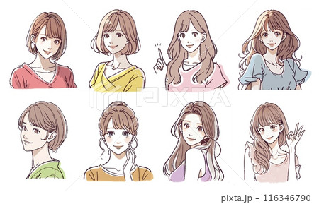 女性・女の子のイラスト素材セット 116346790