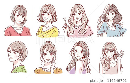女性・女の子のイラスト素材セット 女性・女の子のイラスト素材セット 116346791