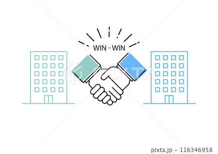 ウィンウィンな関係の取り引きをイメージしたイラスト 116346958