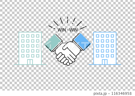 ウィンウィンな関係の取り引きをイメージしたイラスト 116346958