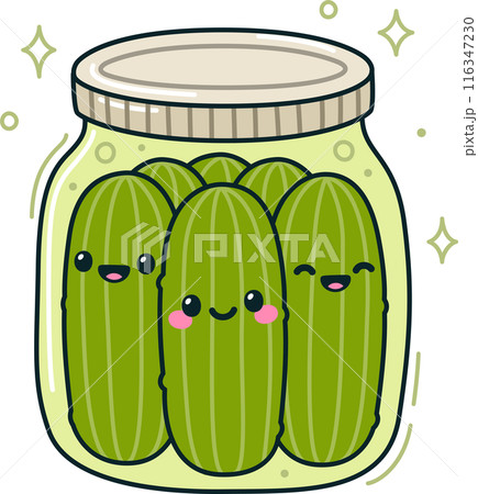 Kawaii pickles in a jar drawing Kawaii pickles in a jar drawing 116347230