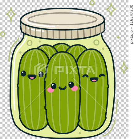 Kawaii pickles in a jar drawing Kawaii pickles in a jar drawing 116347230