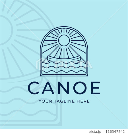 canoe or kayak logo line art simple minimalist vector illustration template icon graphic design. kayaking paddle rowing sign or symbol for extreme sport or travel business with badge canoe or kayak logo line art simple minimalist vector illustration template icon graphic design. kayaking paddle rowing sign or symbol for extreme sport or travel business with badge 116347242