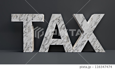 大理石で作られたTAXの文字を厳格で荘厳な様子で描いたリアルイラスト 116347474