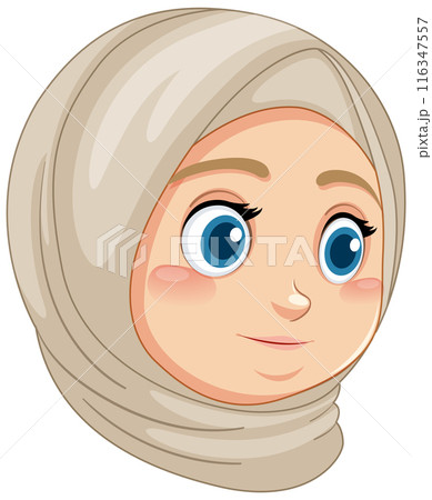 Smiling Muslim Girl Vector Illustration 116347557