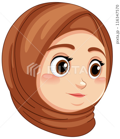 Smiling Muslim Girl Cartoon Character 116347570