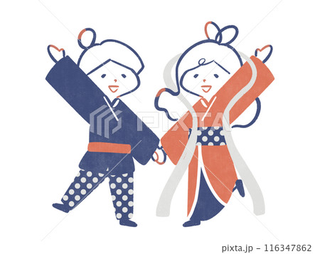 手を繋ぐ天女と天子 手を繋ぐ天女と天子 116347862