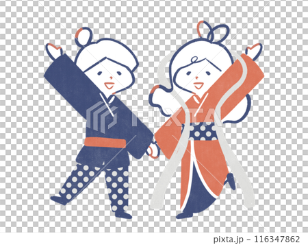 手を繋ぐ天女と天子 手を繋ぐ天女と天子 116347862