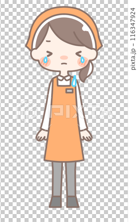 Full body | Crying female store clerk illustration | Apron 116347924