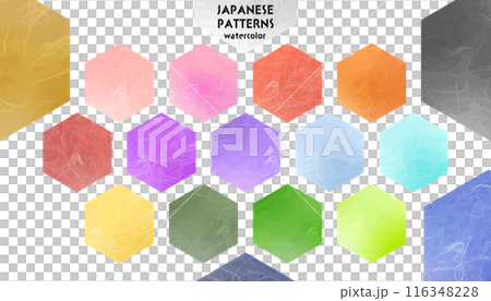 Hexagonal colorful Japanese paper frame material 116348228