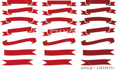 シンプルで赤いリボンのフレーム素材セット 116348331