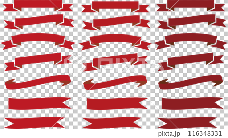 シンプルで赤いリボンのフレーム素材セット 116348331