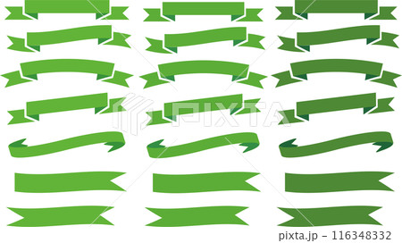 シンプルで緑色のリボンのフレーム素材セット 116348332