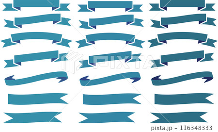シンプルで水色のリボンフレーム素材セット 116348333