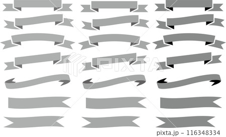 シンプルで白黒のリボンのフレーム素材セット シンプルで白黒のリボンのフレーム素材セット 116348334