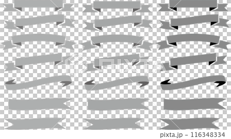 シンプルで白黒のリボンのフレーム素材セット シンプルで白黒のリボンのフレーム素材セット 116348334