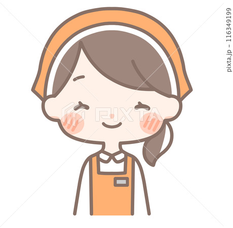 上半身｜笑顔の女性店員イラスト｜エプロン 116349199